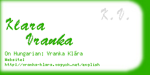 klara vranka business card